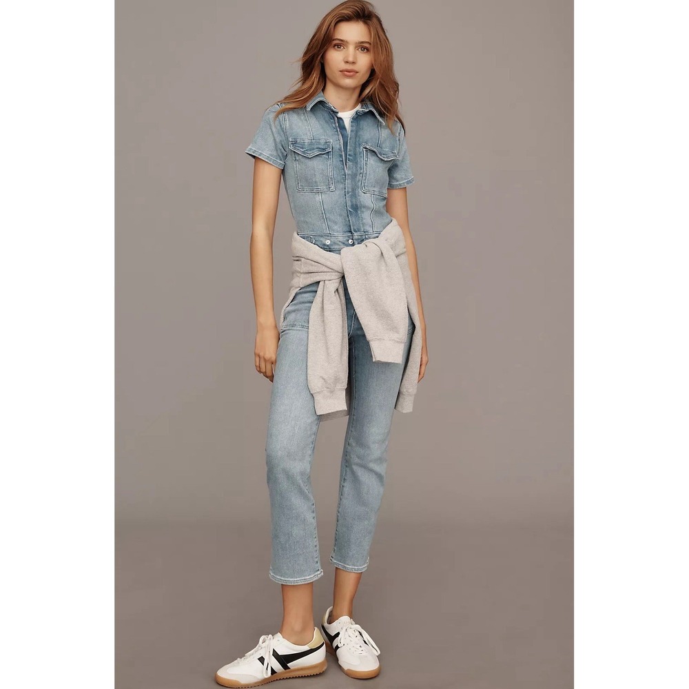 NWT Good American Fit For Success Denim Jeans Jumpsuit Small/S 1/2